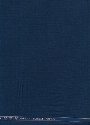 Royal blue Raymond unstitched poly viscose trouser fabric with a smooth, luxurious texture and subtle fabric pattern.
