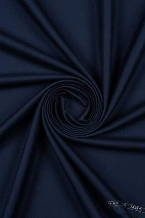 Navy fabric swatch with brand label at the top