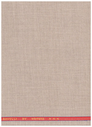 Raymond unstitched poly viscose trousers and suiting fabric in tan beige, fabric piece with draped texture and woven pattern.
