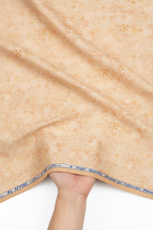 Arvind Jacquard Cotton Unstitched Shirting Fabric in Aurore Orange with intricate woven patterns, ideal for custom shirts.