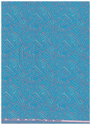 Steel blue Arvind Jacquard cotton unstitched shirting fabric with intricate woven pattern, suitable for custom shirts.