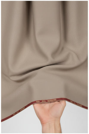Ivory Raymond Polywool trousers and suiting fabric, showing a close-up of the textured textile and fabric pattern.