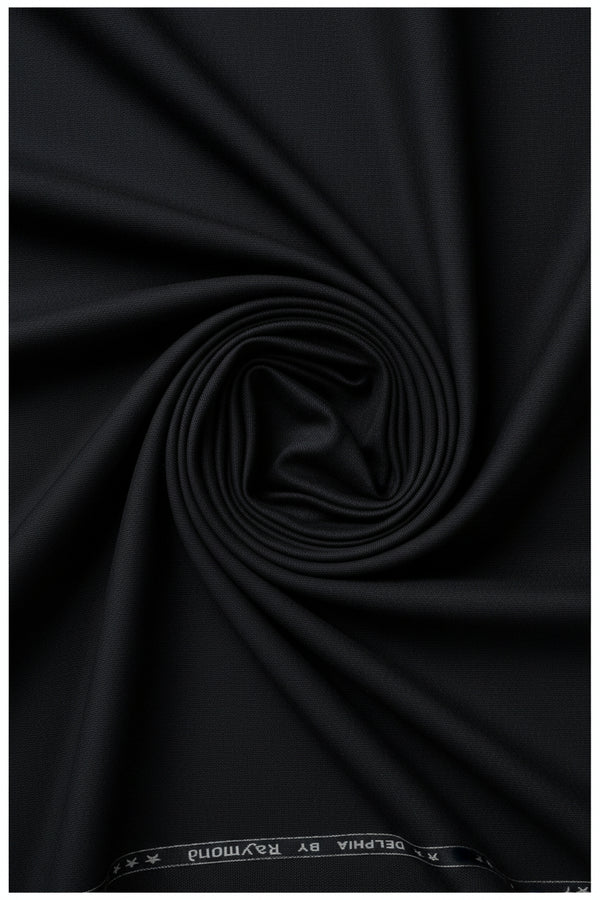 Charcoal grey Raymond Poly viscose suiting fabric, a versatile viscose blend suitable for tailored garments.