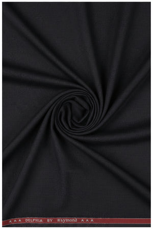 Raymond unstitched poly viscose trousers and suiting fabric in licorice brown, fabric swatch with textured finish.