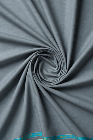 Raymond Payne Grey poly viscose trousers fabric, close-up of textured fabric with subtle weave pattern for tailored garments.