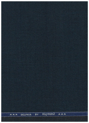 Raymond Prussian Blue unstitched poly viscose trousers and suiting fabric, suitable for custom suits and formal wear.