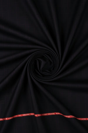 Purple fabric with a red label at the