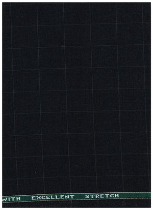 Raymond Charcoal Grey checks poly viscose lycra trousers and suiting fabric, unstitched fabric with a checked pattern.