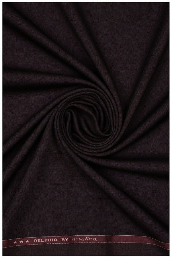 Raymond poly viscose suiting fabric in coffee brown, showing the textured viscose blend material suitable for tailored suits.