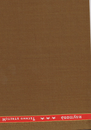 Raymond bronze poly wool suiting fabric swatch, premium wool blend textile with detailed weave pattern for tailored suits and garments.