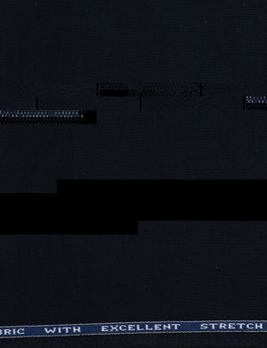 Navy blue Raymond unstitched polyviscose trousers and suiting fabric, fabric texture visible, suitable for tailored suit-making