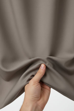 Tessuti Satin Unstitched Shirting Fabric in Granite Grey, smooth and plain fabric from Mensfabric, shown close-up.