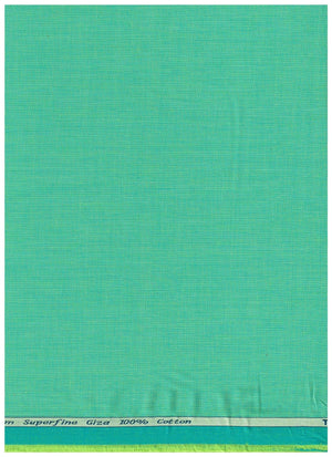 Parrot green Tresca cotton shirting fabric by Arvind, unstitched luxury textile with detailed weave pattern.