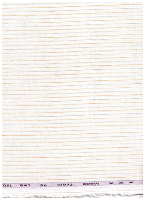 Beige Arvind linen shirt striped unstitched fabric, suitable for tailoring, with a natural linen texture and classic pattern.