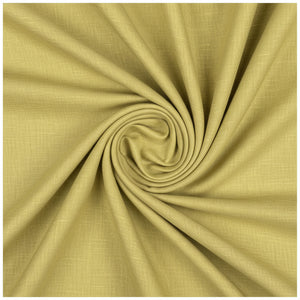 Arvind plain linen shirt fabric in hazelnut yellow, showing close-up of smooth, lightweight linen material with subtle texture.