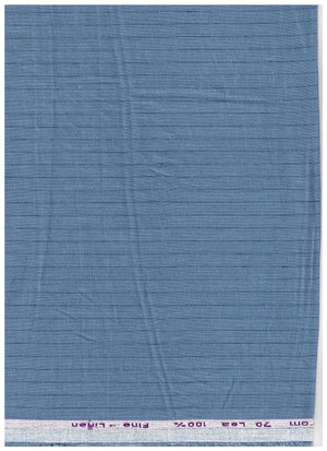 Blue Arvind 70-Lea linen shirting fabric with subtle stripe pattern, ideal for stylish shirts and light summer clothing.