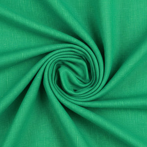 Green Arvind Pure Linen Shirt Fabric with a smooth texture and natural weave, ideal for stylish, breathable shirts.