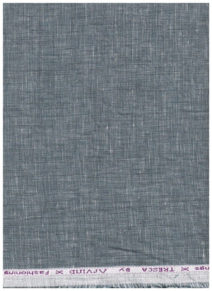 Grey Arvind linen trousers and suiting fabric displayed, showcasing lightweight, breathable linen material for tailored garments.