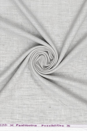 Silver linen suit fabric by ARVIND, featuring unstitched trousers and matching suiting material for custom tailoring.