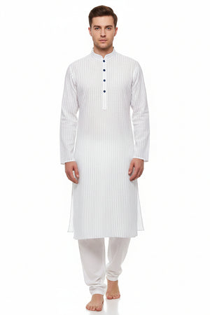 Arvind tresca linen blue stripe on pink readymade kurta mockup