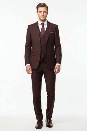Brown Raymond Luxurious unstitched polywool trousers and suiting fabric, textured fabric with detailed weave pattern.
