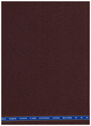 Brown Raymond Poly wool suiting fabric with premium merino wool blend, showing a close-up of the textured textile material.