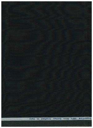 Dark green Giza cotton shirting fabric with micro checks from Arvind Primante, ideal for stylish men's shirts.