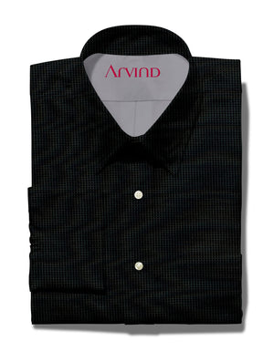 Arvind Micro Checks Green Cotton Shirt