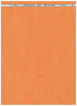 Orange Arvind Tresca cotton unstitched shirting fabric with a textured pattern, ideal for custom shirts and clothing.