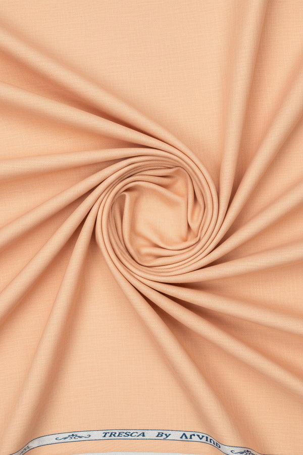 Orange Arvind Tresca Giza Cotton shirting fabric with a smooth, textured weave, ideal for stylish men's shirts.