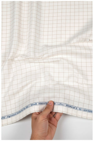 Brown Arvind Primante cotton checks shirting fabric with a classic check pattern, ideal for stylish shirts and apparel.