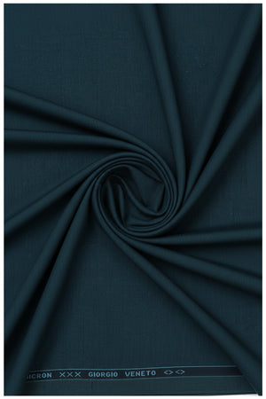 Georgia Veneto 150’s Italian poly wool suiting fabric in indigo blue, by Georgia Gullini of Italy, shown in close-up detail.