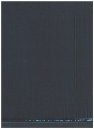 Georgia Veneto 150’s Italian poly wool trouser fabric in natural indigo blue, with a close-up of the textured textile.