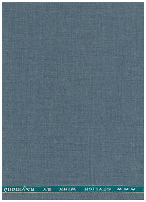 Raymond Polyviscose trouser fabric in gravel blue, premium viscose blend, close-up of textured textile material.