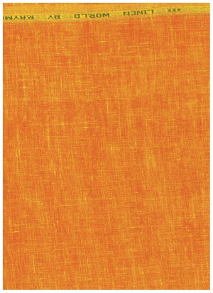 Orange Raymond linen plain unstitched shirting fabric by ARVIND, showcasing smooth, high-quality linen material for tailored shirts.