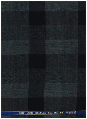 Raymond Luxurious unstitched poly wool trouser and suiting fabric in charcoal grey, ideal for tailoring and formal wear.