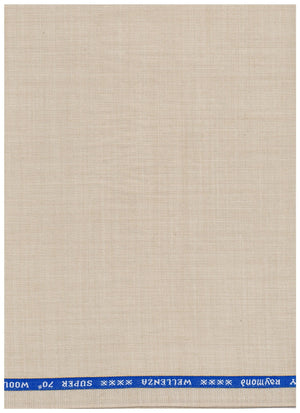 Ivory Raymond Luxurious Unstitched Super 70's Polywool trousers and suiting fabric fabric by Raymond, displayed flat with fabric details
