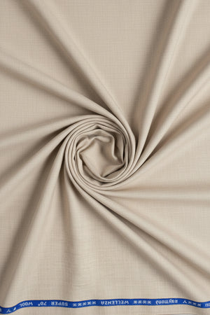 Raymond luxurious unstitched super 70's polywool trousers and suiting fabric in ivory, ideal for custom suit making.