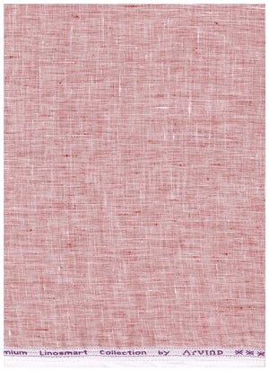 Light coral linen fabric by ARVIND, Tresca shirt material, plain linen textile suitable for shirts and apparel.
