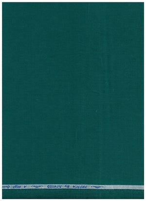 Peacock green Arvind Zinia shirt fabric in Giza cotton satin with a smooth, shiny surface and intricate weave pattern.