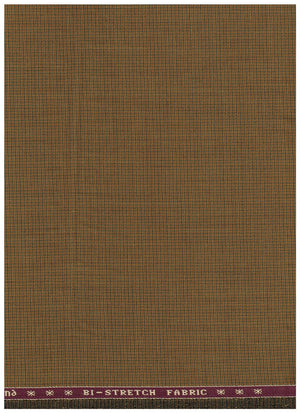Brown Raymond Polywool Lycra stretchable suiting fabric, ideal for trousers and suits, with a smooth woven texture.