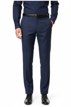 Royal blue Raymond polywool unstitched trousers and suiting fabric, luxurious fabric for custom tailoring, shown in the image.