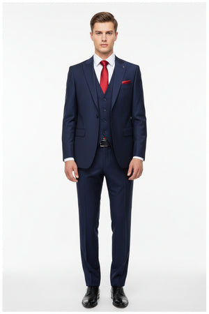 Royal blue Raymond polywool trouser and suiting fabric, luxurious unstitched material with detailed woven texture.
