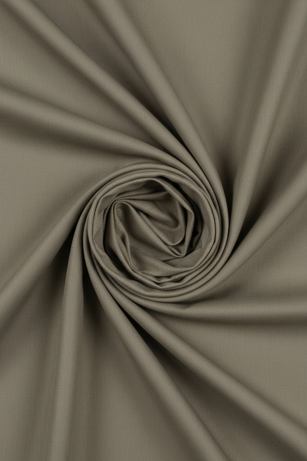 Raymond Poly Wool Super 120’s suit fabric in olive khaki, showcasing a close-up of the premium wool blend textile.