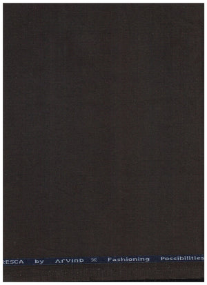 Brown Arvind Lycra stretchable trouser and suiting fabric showing smooth, woven texture and fabric detail.