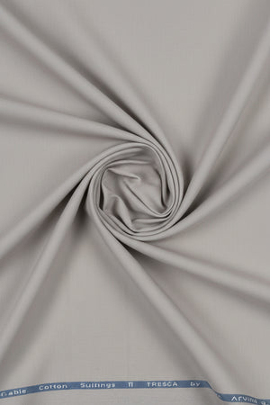 Steel grey Arvind cotton Lycra stretchable trouser and suiting fabric, close-up of textured textile with fabric details.