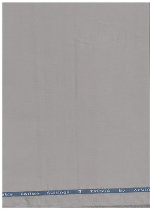 Steel grey Arvind cotton Lycra stretchable trouser and suiting fabric, close-up of textured woven material.