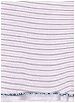 Light pink Primante cotton striped shirting fabric by Arvind, showcasing soft, high-quality unstitched material for tailoring.