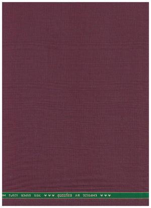 Raymond Super 120's poly wool trousers and suiting fabric in wine color, tailored for unstitched formal suit material.