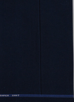 Royal blue Mafatlal poly viscose suiting fabric close-up, showcasing smooth texture and vibrant color for tailored suit material.
